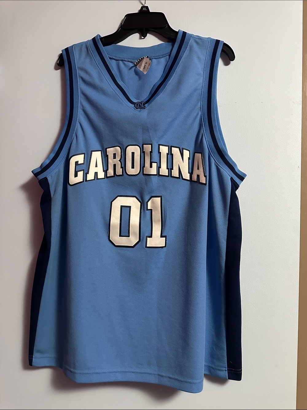 Carolina 01 Light Blue Basketball Jersey with Navy Trim